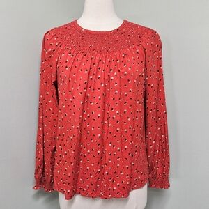 Sonoma Flowy Longsleeve Boho Hippie 70s Cottagecore Prairie Print Floral Red XL